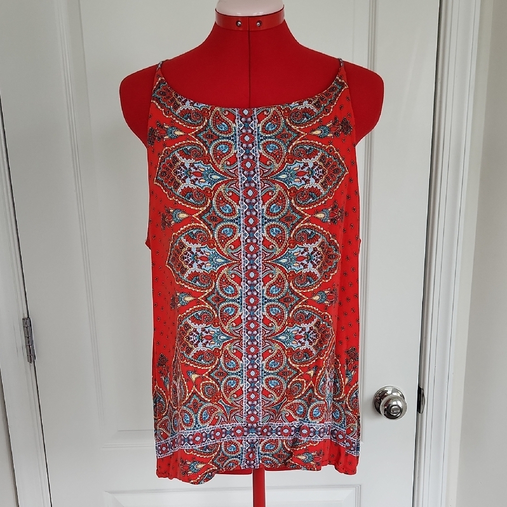 Red and Blue Graphic Tank Top Relaxed Fit